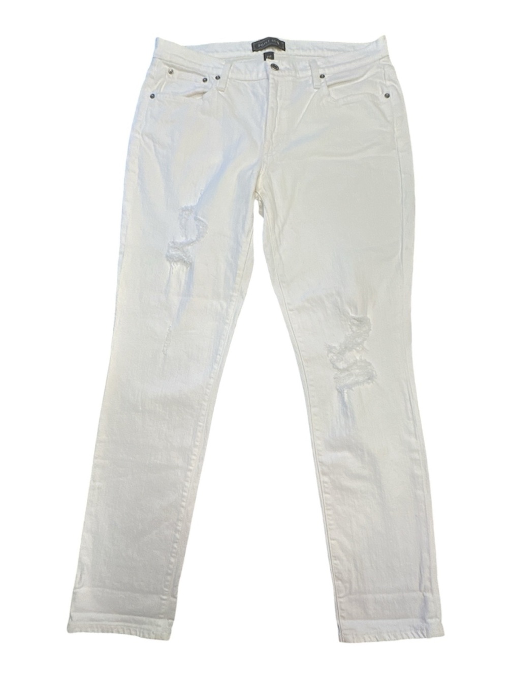 NWT J.Crew Point Sur White Distressed Skinny Jeans 31T Tall Stretch J2639